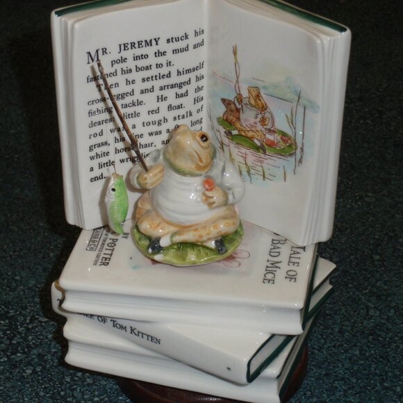1985 Beatrix Potter Rotating Music Box Mr. Jeremy Fisher Frog Fishing Schmid - Picture 2 of 9